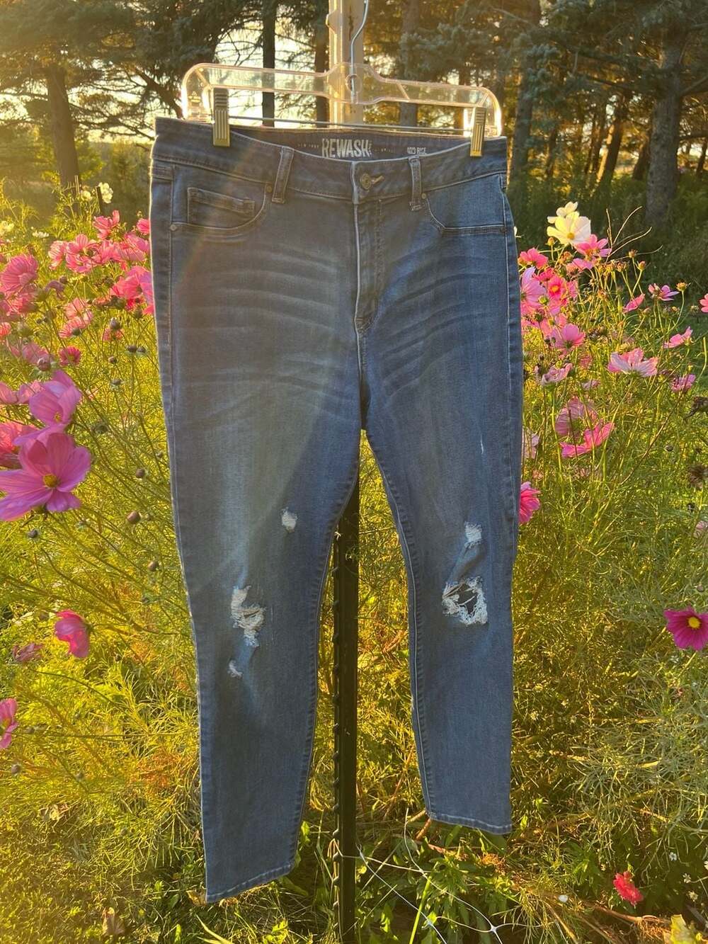 Rewash Mid Rise Skinny Jeans Size 13 Distressed Wash